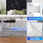 High-Gloss White Coffee Table 100x50x32 cm - with Glass Top and Drawers, Scratch-Resistant, with 1 Drawer - Image 28