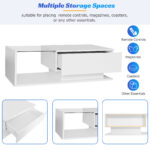 High-Gloss White Coffee Table 100x50x32 cm - with Glass Top and Drawers, Scratch-Resistant, with 1 Drawer - Image 32