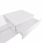 Vysokolesklý biely konferenčný stôl 100x50x32 cm - so sklenenou doskou a zásuvkami, odolný voči poškriabaniu, s 1 zásuvkou – Obrázok 40