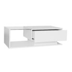 High-Gloss White Coffee Table 100x50x32 cm - with Glass Top and Drawers, Scratch-Resistant, with 1 Drawer - Image 45