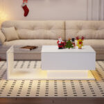 High-Gloss White Coffee Table 100x50x32 cm - with Glass Top and Drawers, Scratch-Resistant, with 1 Drawer - Image 7