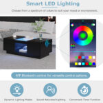 Black Coffee Table 100x50x35.5 cm - with Glass Panel, LED Lighting, App Control, 2 Drawers - Image 15