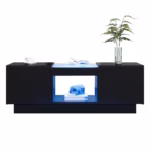 Čierny kávový stôl 100x50x35,5 cm - so sklenenou doskou, LED osvetlením, ovládaním cez aplikáciu, 2 zásuvkami – Obrázok 18