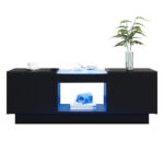 Black Coffee Table 100x50x35.5 cm - with Glass Panel, LED Lighting, App Control, 2 Drawers - Image 18