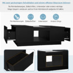 Black Coffee Table 100x50x35.5 cm - with Glass Panel, LED Lighting, App Control, 2 Drawers - Image 22