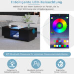 Black Coffee Table 100x50x35.5 cm - with Glass Panel, LED Lighting, App Control, 2 Drawers - Image 24