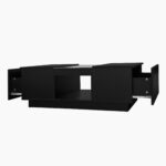 Black Coffee Table 100x50x35.5 cm - with Glass Panel, LED Lighting, App Control, 2 Drawers - Image 32