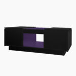 Black Coffee Table 100x50x35.5 cm - with Glass Panel, LED Lighting, App Control, 2 Drawers - Image 35