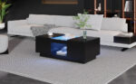 Black Coffee Table 100x50x35.5 cm - with Glass Panel, LED Lighting, App Control, 2 Drawers - Image 6