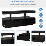Black High-Gloss Coffee Table 95x50x42.5 cm - with 4 Glass Panels, 2 Drawers and 2 Open Compartments, U-Shaped - Image 30