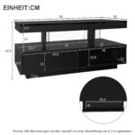 Black High-Gloss Coffee Table 95x50x42.5 cm - with 4 Glass Panels, 2 Drawers and 2 Open Compartments, U-Shaped - Image 49