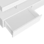 White High-Gloss Coffee Table 95x50x42.5 cm - with 4 Glass Panels, 2 Drawers and 2 Open Compartments, U-Shaped - Image 12