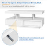 White High-Gloss Coffee Table 95x50x42.5 cm - with 4 Glass Panels, 2 Drawers and 2 Open Compartments, U-Shaped - Image 24