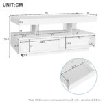 White High-Gloss Coffee Table 95x50x42.5 cm - with 4 Glass Panels, 2 Drawers and 2 Open Compartments, U-Shaped - Image 26