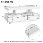 White High-Gloss Coffee Table 95x50x42.5 cm - with 4 Glass Panels, 2 Drawers and 2 Open Compartments, U-Shaped - Image 27