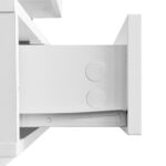 White High-Gloss Coffee Table 95x50x42.5 cm - with 4 Glass Panels, 2 Drawers and 2 Open Compartments, U-Shaped - Image 5