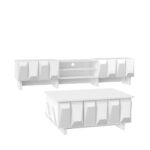 Living Room Set: TV Lowboard, Coffee Table, TV Cabinet, Particle Board Relief, 4 Doors, Open Shelf - Image 7