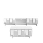 Living Room Set: TV Lowboard, Coffee Table, TV Cabinet, Particle Board Relief, 4 Doors, Open Shelf - Image 8