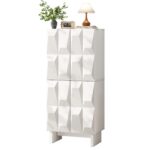 Shoe Cabinet Sideboard Compact Cabinet Particle Board Relief 4 Doors 4 Compartments Adjustable Shelv