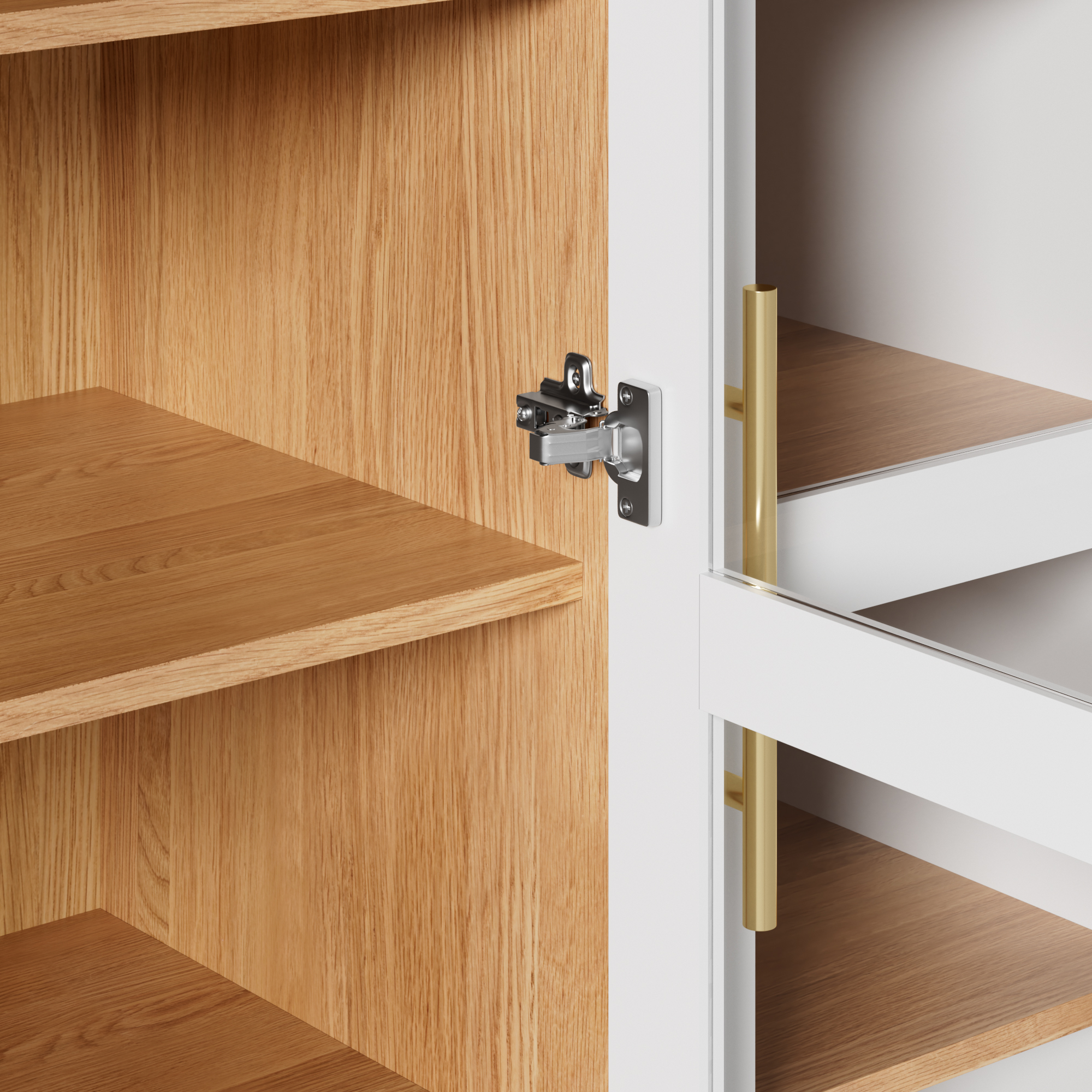 01 Sideboard, living room cabinet, storage cabinet, with 3 doors, 4 drawers and open arched compartment - Image 1