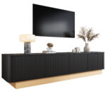 200 cm TV Stand | Fluted TV Cabinet in Luxurious Style, 4-Door with Large Storage, Living Room Media