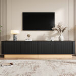 200 cm TV Stand | Fluted TV Cabinet in Luxurious Style, 4-Door with Large Storage, Living Room Media - Image 8