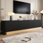 200 cm TV Stand | Fluted TV Cabinet in Luxurious Style, 4-Door with Large Storage, Living Room Media - Image 9