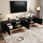200 cm TV Stand | Fluted TV Cabinet in Luxurious Style, 4-Door with Large Storage, Living Room Media - Image 10