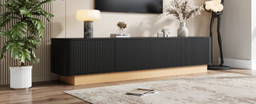 200 cm TV Stand | Fluted TV Cabinet in Luxurious Style, 4-Door with Large Storage, Living Room Media - Image 12