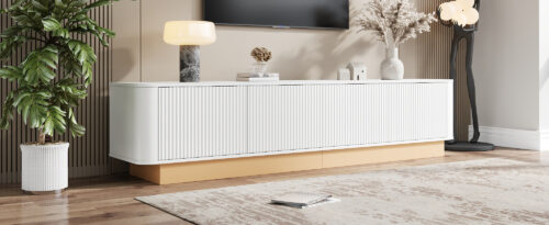 200 cm TV Console | Fluted TV Cabinet in Luxurious Style, 4-Door with Large Storage, Living Room Med - Image 12