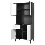 Tall cabinet, display cabinet, sideboard, credenza, dining room cabinet, living room cabinet, black- - Image 33