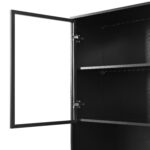 Tall cabinet, display cabinet, sideboard, credenza, dining room cabinet, living room cabinet, black- - Image 34