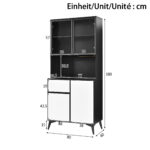 Tall cabinet, display cabinet, sideboard, credenza, dining room cabinet, living room cabinet, black- - Image 13