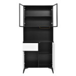 Tall cabinet, display cabinet, sideboard, credenza, dining room cabinet, living room cabinet, black- - Image 35