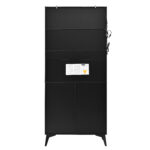 Tall cabinet, display cabinet, sideboard, credenza, dining room cabinet, living room cabinet, black- - Image 39