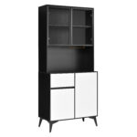 Tall cabinet, display cabinet, sideboard, credenza, dining room cabinet, living room cabinet, black- - Image 18