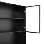Tall cabinet, display cabinet, sideboard, credenza, dining room cabinet, living room cabinet, black- - Image 19