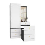 Multifunctional Makeup and Wardrobe Combination with Pull-out Stool, Full-length Mirror, Divided Mak - Image 11