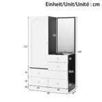 Multifunctional Makeup and Wardrobe Combination with Pull-out Stool, Full-length Mirror, Divided Mak - Image 14