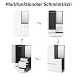 Multifunctional Makeup and Wardrobe Combination with Pull-out Stool, Full-length Mirror, Divided Mak - Image 19