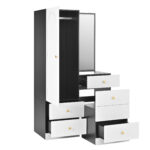 Multifunctional Makeup and Wardrobe Combination with Pull-out Stool, Full-length Mirror, Divided Mak - Image 31