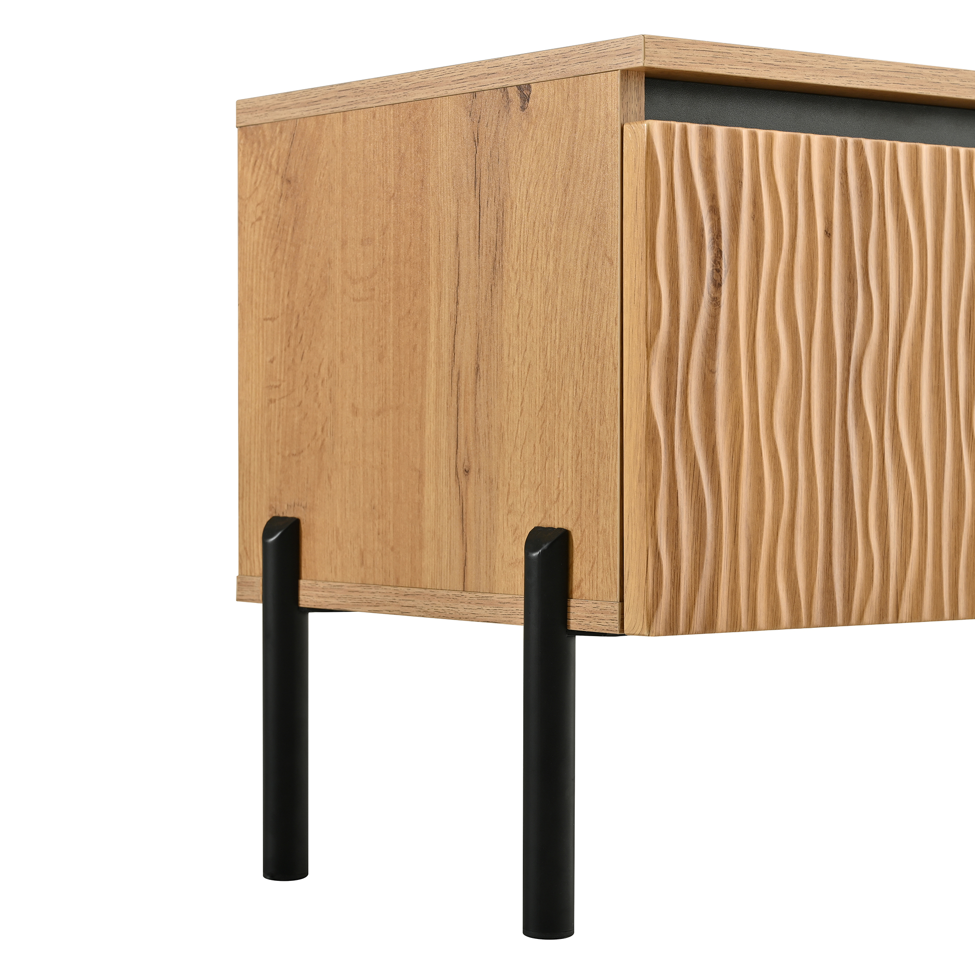 TV lowboard, TV furniture, living room furniture, TV cabinet with four wave-shaped doors, closed sto