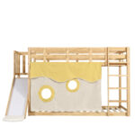 Bunk bed, wooden bed with stairs and guardrails, with bed canopy, slide, children's bed with fall pr - Image 13