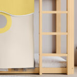 Bunk bed, wooden bed with stairs and guardrails, with bed canopy, slide, children's bed with fall pr - Image 22