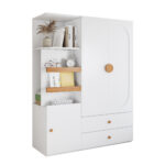 Wardrobe with storage space, multi-purpose cabinet in white/natural, wardrobe with drawers, clothes - Image 15