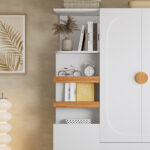 Wardrobe with storage space, multi-purpose cabinet in white/natural, wardrobe with drawers, clothes - Image 22