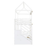 Bunk bed, children's bed, house shape, side storage cabinet with ladder, 2 drawers, decorative woode - Image 21
