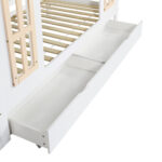 Bunk bed, children's bed, house shape, side storage cabinet with ladder, 2 drawers, decorative woode - Image 27