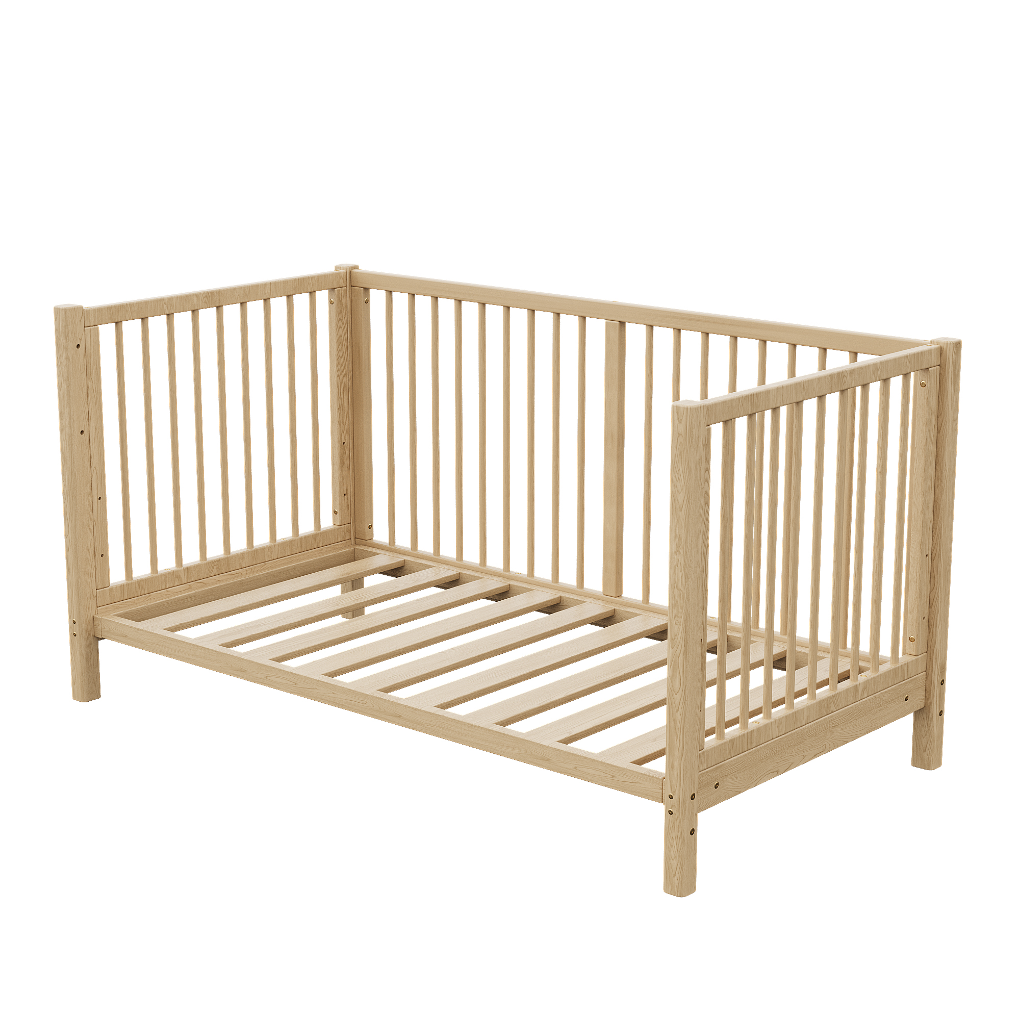 Baby bed, multifunctional baby bed, convertible into toddler bed & bedside crib, with foldable safet