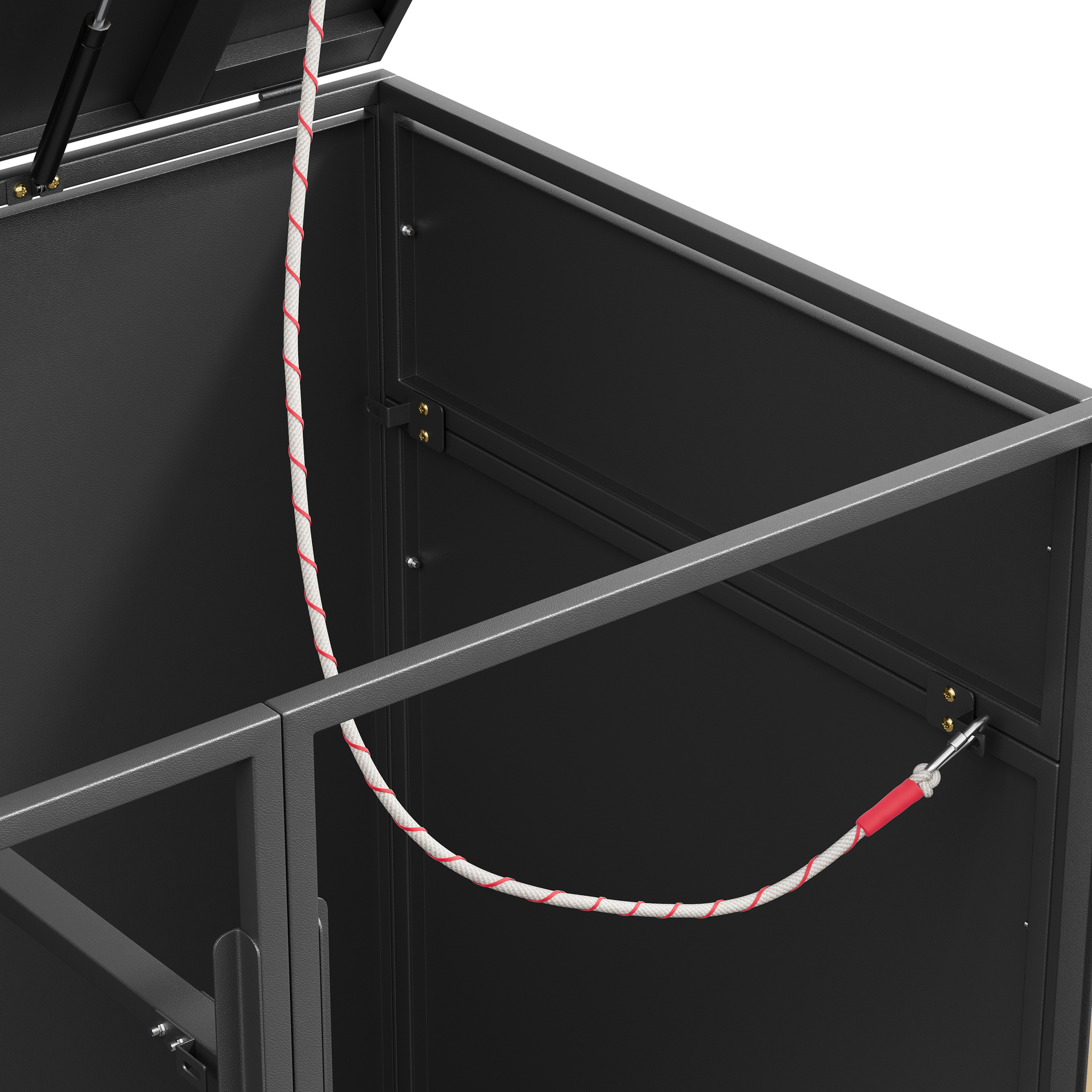Trash can enclosure, holds two trash cans (120-240 liters), with ventilation holes, trash storage co